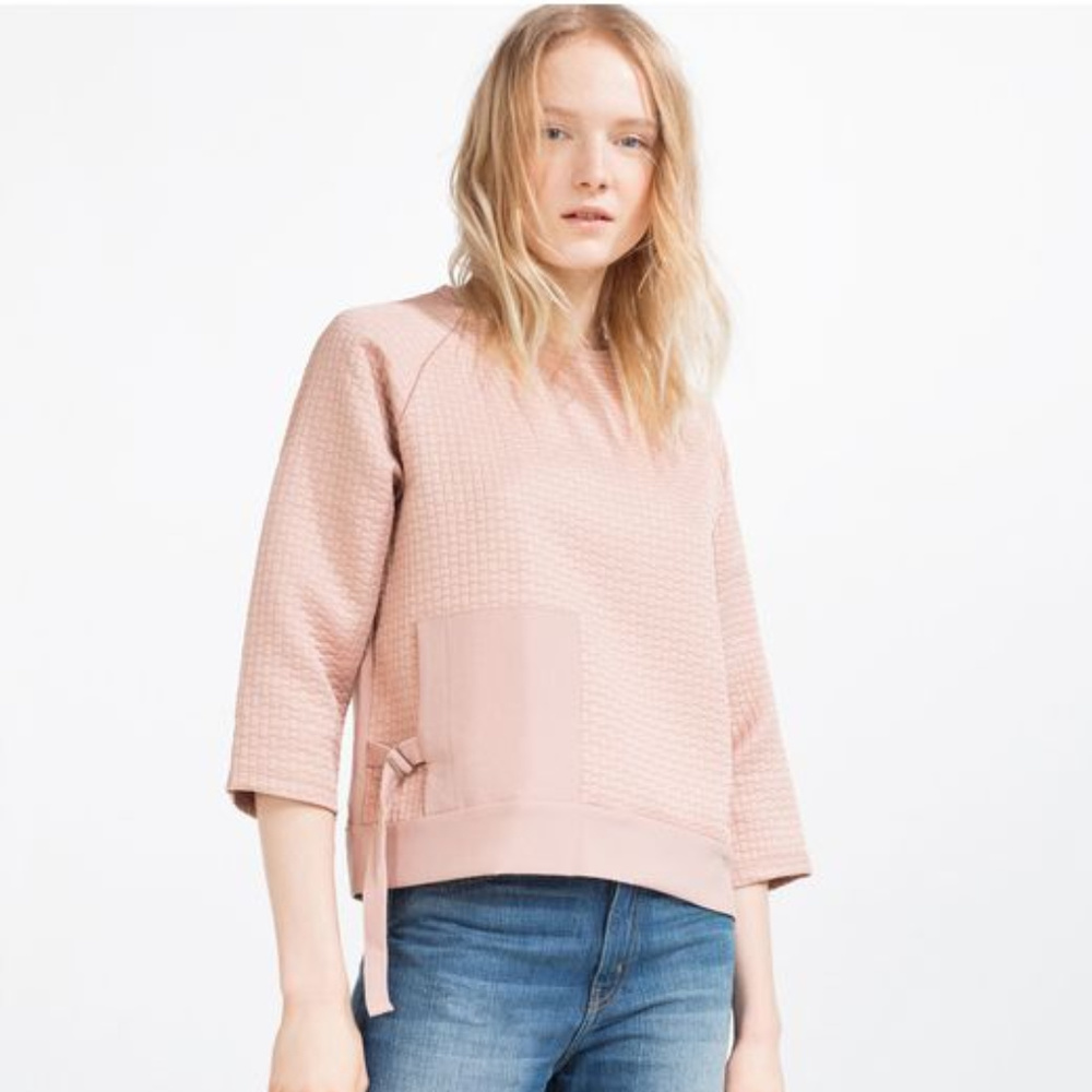 Zara Side Pocket Light Pink Sweatshirt